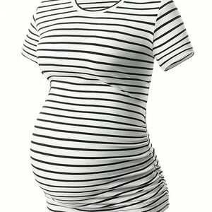Striped Maternity Top - Black and White